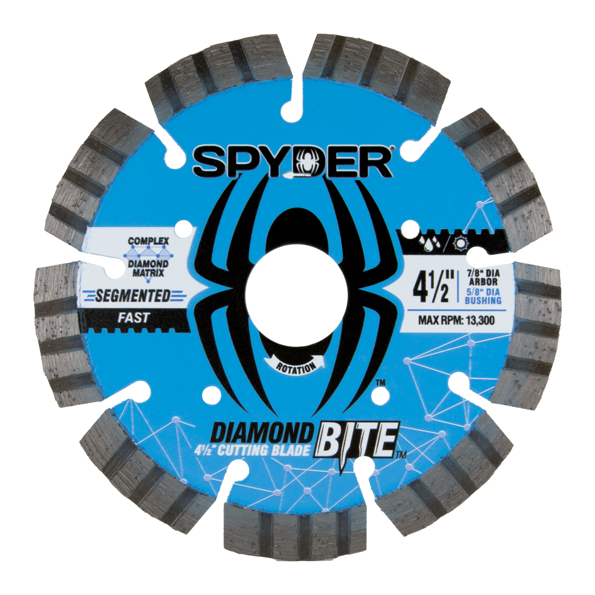 Spyder Segmented Turbo Rim Diamond Blade - 4 1/2in. Diameter, Wet/Dry, Model# 14120